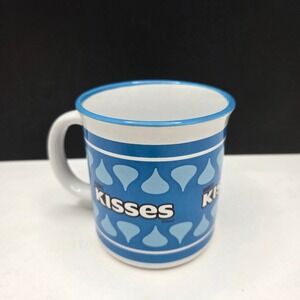 Hershey's Kisses Coffee Mug Galerie Ceramic Blue White Teardrop Logo 12oz Vtg